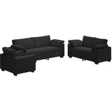  3-dijelni set sofa s jastucima crni baršun | Shoptok.si