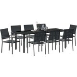  Vrtni set za objed 9 pcs Crna PE ratan | shoptok.hr