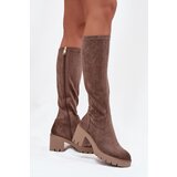 VINCEZA Knee-high eco suede boots on a heel | shoptok.hr