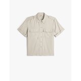 Koton Epaulette Detailed Shirt Pocket Short Sleeve Silky Textured cene