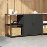 vidaXL Kuhinjski set za pohranu s policom s pohranom s vratima Podesiva 2 pcs Crna 150 x 50 x 92 cm | shoptok.hr