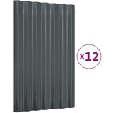 vidaXL Strešne plošče 12 kos. prašno premazano jeklo antracit 60x36 cm | Shoptok.si