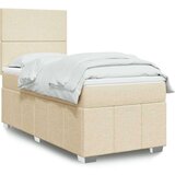 vidaXL Box spring postelja z vzmetnico krem 90x200 cm blago | Shoptok.si