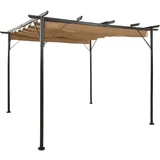  Pergola s pomičnim krovom smeđe-siva 3 x 3 m čelična 180 g/m²