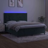  Krevet box spring s madracem LED tamnozeleni 180x200 cm baršun | shoptok.hr