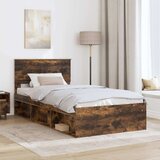  Okvir za krevet s uzglavljem Dimljeni hrast 100 x 200 cm | shoptok.hr