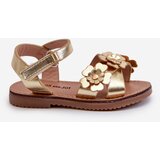 Boto Children's sandals adorned with flowers, fastened with velcro, golden Fagossa | ePonuda.com