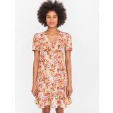 Noisy May Brown-cream Floral Dress with Buttons Nika - Women Cene