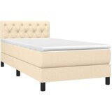  Box spring postelja z vzmetnico LED krem 80x200 cm blago, (20726518) | Shoptok.si