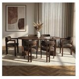 Hanah home Set Trpezarijski sto i 6 stolica Meridia 6 Milano Walnut Dark Walnut Brown Cene