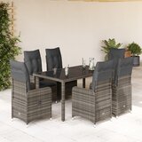 vidaXL 7-dijelni vrtni bistro set od poliratana s jastucima sivi Cijene