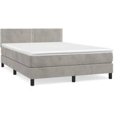 The Living Store Box spring postelja z vzmetnico svetlo siv 140x190 cm žamet - Box Spring Postelja, (21491083) | Shoptok.si