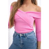 Kesi V-neck blouse navy beige light pink | shoptok.hr