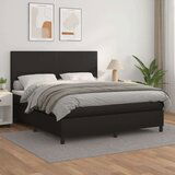  Box spring postelja z vzmetnico črn 160x200 cm umetno usnje, (20791186) Cene