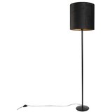 QAZQA Stoječa svetilka črna z črnim žametno senčilom z zlatom 40 cm - Simplo Cene