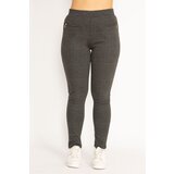 Şans Women&#039;s Plus Size Smoked Plaid Pattern Ornamental Zipper Pocket Leggings | shoptok.hr
