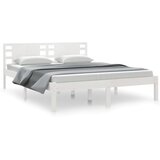  The Living Store Posteljni okvir bel iz trdnega lesa 150x200 cm - Posteljni Okvir, (21527324) | Shoptok.si