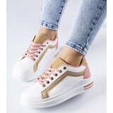Gemre White and pink platform sneakers Mayfield with gold elements | Shoptok.si