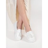 GOODIN White loafers with tassels on a low wedge | Shoptok.si