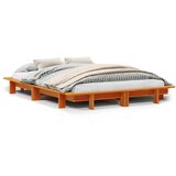 vidaXL Posteljni okvir voščeno rjav 140x200 cm trdna borovina Cene