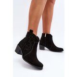 Zazoo 3426 Women's Suede Cowboy Boots Black | Shoptok.si