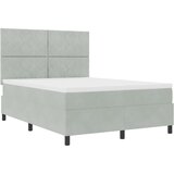  LED Box Spring Krevet Svijetlo siva 160 x 200 cm Baršun | shoptok.hr