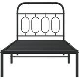  Metalni okvir za krevet s uzglavljem crni 90x190 cm | shoptok.hr