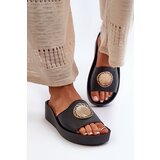 Zazoo 2920 Leather Women's Wedge Sandals with Gold Detail Gold Distressed | Shoptok.si