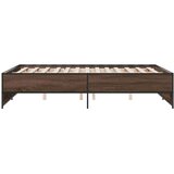 vidaXL Posteljni okvir rjav hrast 135x190 cm inženirski les in kovina, (21128493) | Shoptok.si