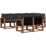 vidaXL Zunanja garnitura za sedenje z blazino 7 pcs Naravna in črna, (5000272710) | Shoptok.si