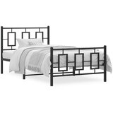 vidaXL Metalni okvir kreveta uzglavlje i podnožje crni 100x190 cm | shoptok.hr