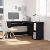 vidaXL Kotna miza Črna miza Inženirski les 140x120x75 cm Kotna miza