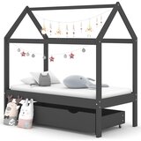 vidaXL Okvir za dječji krevet s ladicom tamnosivi 70 x 140 cm borovina Cijene