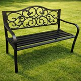  Vrtna klupa za terasu, metalna, s 3 sjedala, ukrašena, crna, 127x60x89 cm | shoptok.hr