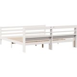 vidaXL Posteljni okvir z vzglavjem brez vzmetnice bel 200x200 cm | Shoptok.si