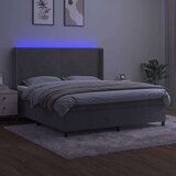  Box spring postelja z vzmetnico LED svetlo siva 160x200cm žamet, (20790521) | Shoptok.si