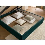 Bobochic Paris Zelena oblazinjena zakonska postelja s prostorom za shranjevanje z letvenim dnom 160x200 cm Badja – | Shoptok.si