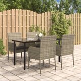  5-dijelni vrtni blagovaonski set crno-sivi od poliratana Siva Dužina stola 140 cm | Shoptok.si