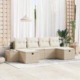 vidaXL 6-delni vrtna sofa set z blazinami Bež Poli ratan | Shoptok.si