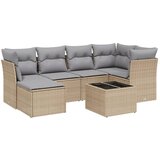 Maison Chic Seti vrtnega pohištva - Vrtna garnitura - Vrtni pohištvo set 7-delna z blazinami bež poli ratan, (21803173) | Shoptok.si