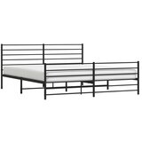  kovinski posteljni okvir z vzglavjem in vznožjem črn 193x203 cm, (20642177) | Shoptok.si