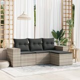 Maison Chic Seti vrtnega pohištva - Vrtna garnitura - Vrtni pohištvo set 4-delna z blazinami siv poli ratan, (21818647) | Shoptok.si