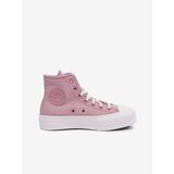 Converse Pink Women Striped Ankle Sneakers Chuck Taylor - Women