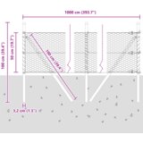 vidaXL Šesterokotna Ograja Siva 0.5x10 m Jeklo, Ograjni Stebri 7 kosov Sivi Ø32 mm 100 cm Galvanizirano Jeklo | Shoptok.si
