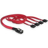 Delock Priključni kabel za trdi disk [1x mini SAS vtič (SFF-8087) - 4x SATA vtič 7 pinski] 0.50 m rdeče barve (20416375) | Shoptok.si