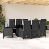 vidaXL 9-dijelni vrtni blagovaonski set s jastucima crni od poliratana | shoptok.hr