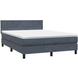 vidaXL Box Spring postelja z vzmetnico Temno siva 140x220 cm Velvet | Shoptok.si