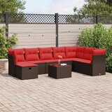  9-dijelni set vrtnih sofa s jastucima poliratan smeđi | shoptok.hr