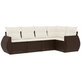  5-dijelni set vrtnih sofa s jastucima poliratan smeđi | shoptok.hr