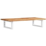 vidaXL Zidna polica za Lavabo - Umivaonik od čelika i masivnog bagremovog drva tamno smeđe i bijele boje 80 x 40 x 2 cm 1 Pravokutno | shoptok.hr